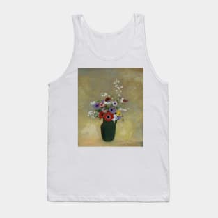 Large Green Vase with Mixed Flowers by Odilon Redon Tank Top